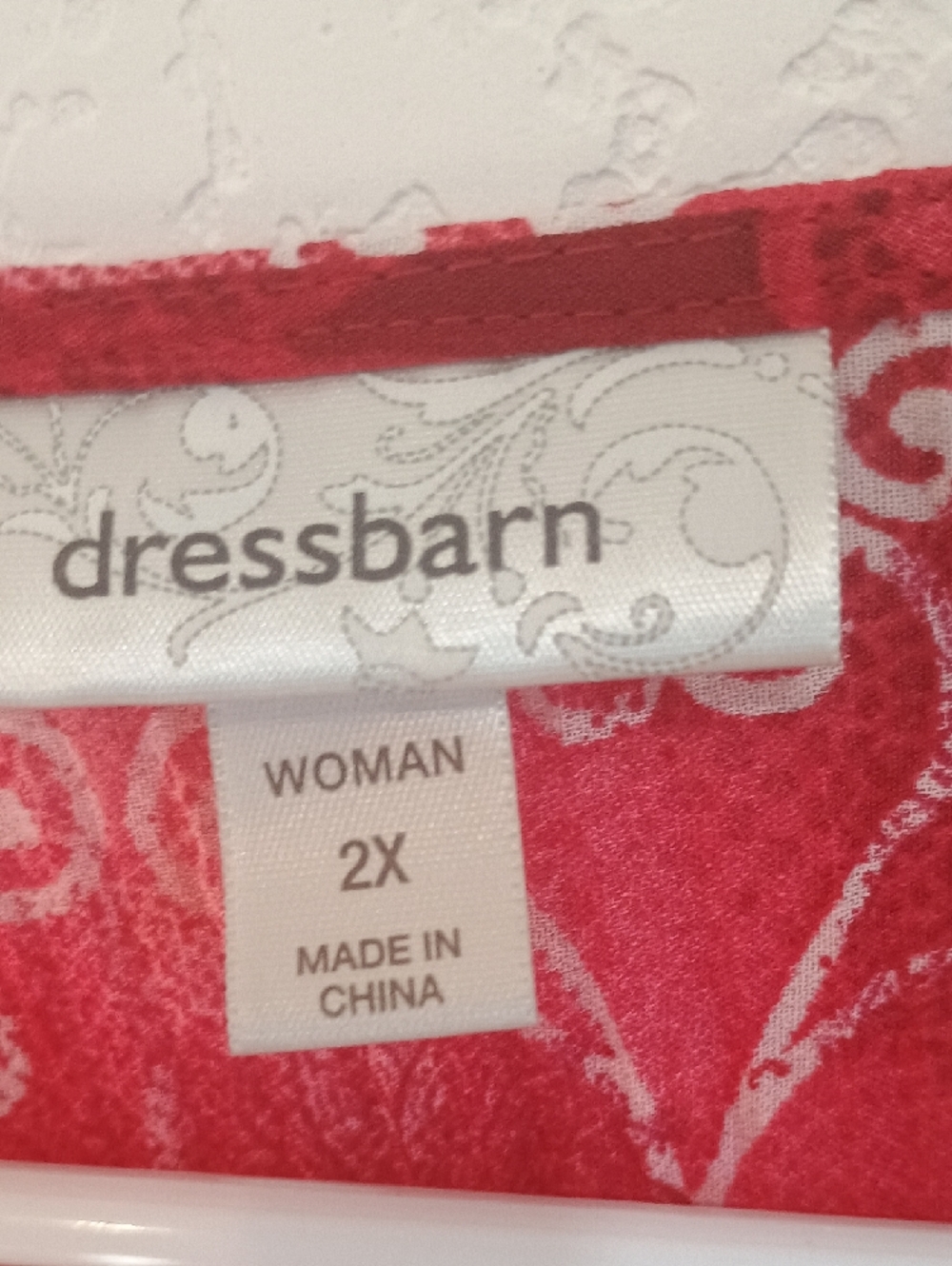 dressbarn Red V-Neck Embellished Paisley Blouse - Picture 2 of 9